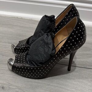 Giuseppe Zanotti Black Heels with Silver Accents